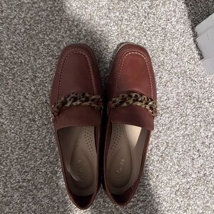 Clarks Brown Loafers with Chain Detail